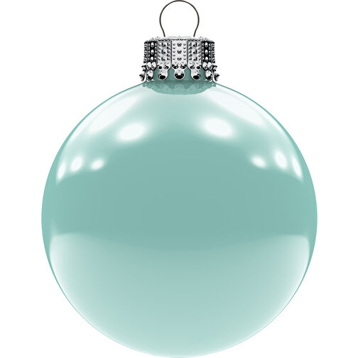 Bola de árbol de Navidad mediana de 66 mm, corona plateada, brillante, Imagen 1
