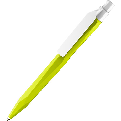 Prodir QS20 PMP-P Clip Flat Druckkugelschreiber , Prodir, gelbgrün weiss, Kunststoff, 14,10cm x 1,60cm (Länge x Breite), Bild 1