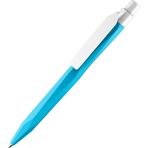 Prodir QS20 PMP-P Clip Flat Druckkugelschreiber , Prodir, cyan weiss, Kunststoff, 14,10cm x 1,60cm (Länge x Breite), Bild 1