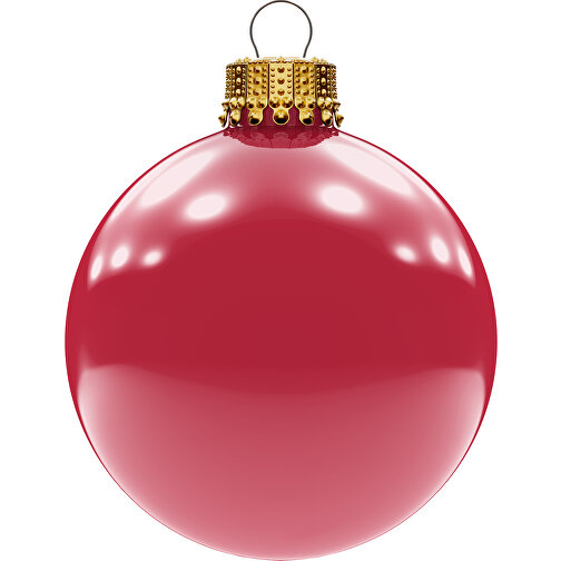 Bola de árbol de Navidad mediana de 66 mm, corona dorada, brillante, Imagen 1