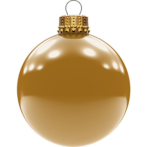 Bola de árbol de Navidad mediana de 66 mm, corona dorada, brillante, Imagen 1
