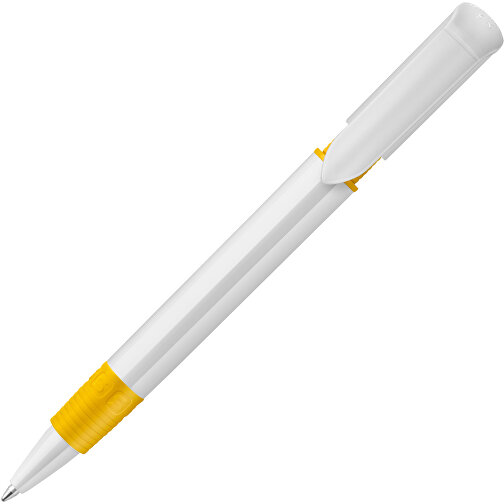 Kugelschreiber S40 Grip Hardcolour , weiß / gelb, ABS, 13,90cm (Länge), Bild 1