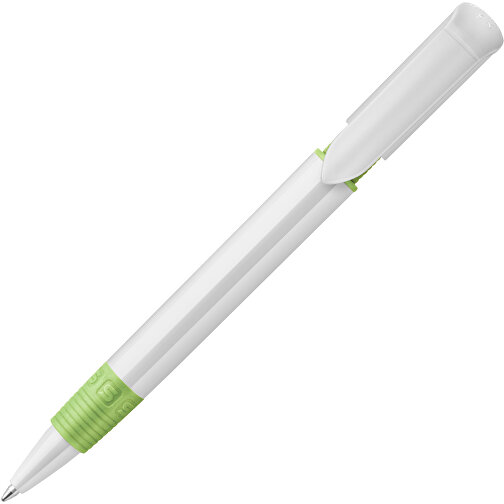 Kugelschreiber S40 Grip Hardcolour , weiss / hellgrün, ABS, 13,90cm (Länge), Bild 1