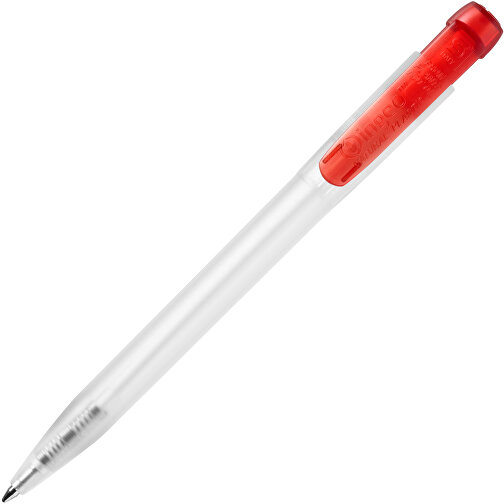 Kugelschreiber Ingeo TM Pen Clear Transparent , gefrostet rot, PLA, 13,30cm (Länge), Bild 1