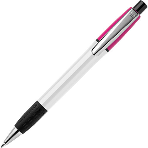 Kugelschreiber Semyr Grip Colour Hardcolour , weiss / rosé, ABS & Metall, 13,70cm (Länge), Bild 1