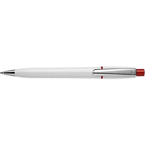 Kugelschreiber Semyr Chrome Hardcolour , weiß / rot, ABS & Metall, 13,70cm (Länge), Bild 1
