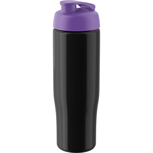 H2O Active® Tempo 700 Ml Sportflasche Mit Klappdeckel , schwarz / lila, PET und PP-Kunststoff, 23,90cm (Höhe), Bild 1