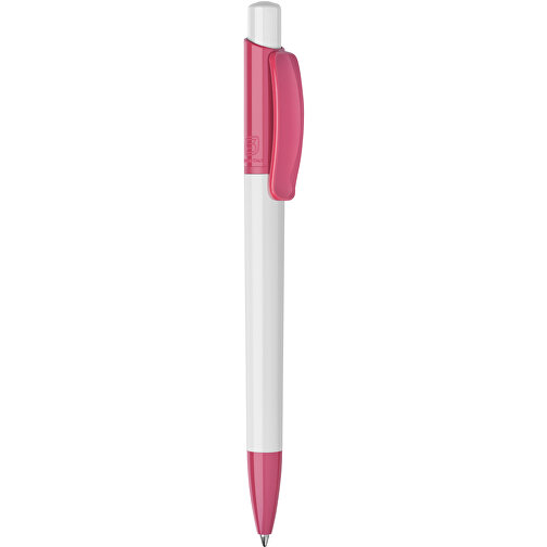 Kugelschreiber Kamal Hardcolour , weiß / rosé, ABS, 13,80cm (Höhe), Bild 1