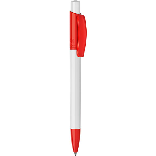 Kugelschreiber Kamal Hardcolour , weiß / rot, ABS, 13,80cm (Höhe), Bild 1