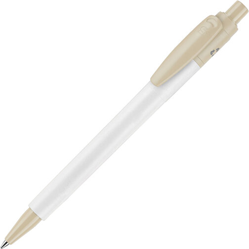 Kugelschreiber Baron 03 Recycled Hardcolour , weiss / beige, Recycled ABS, 13,40cm (Höhe), Bild 1