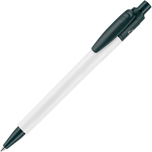 Kugelschreiber Baron 03 Recycled Hardcolour , weiss / dunkelgrün, Recycled ABS, 13,40cm (Höhe), Bild 1