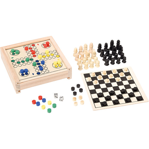 Spielesammlung 3 FOR FUN , braun, Holz, 12,30cm x 3,00cm x 12,30cm (Länge x Höhe x Breite), Bild 2