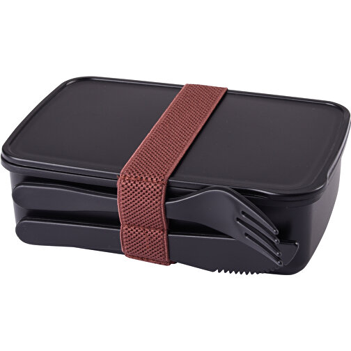 Lunchbox NOONTIME , schwarz, Polypropylen, 16,00cm x 5,00cm x 11,00cm (Länge x Höhe x Breite), Bild 1