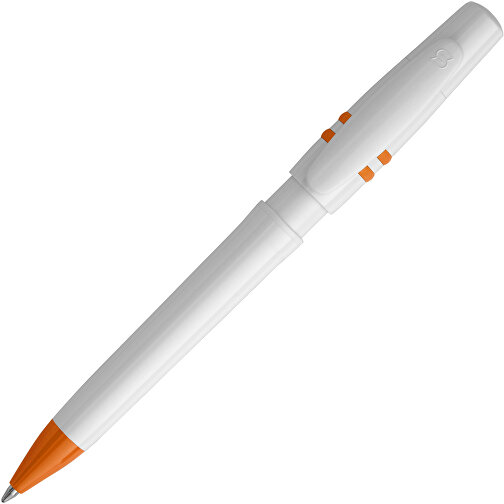 Kugelschreiber Nora Hardcolour , weiß / orange, ABS, 14,00cm (Länge), Bild 1