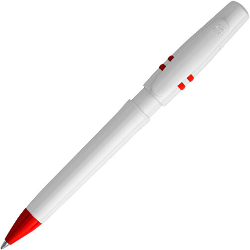 Kugelschreiber Nora Hardcolour , weiß / rot, ABS, 14,00cm (Länge), Bild 1