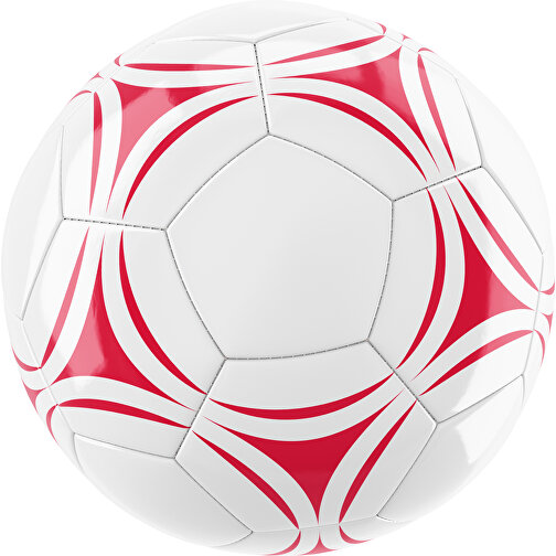 Fußball Gold 32-Panel-Promotionball - Individuell Bedruckt , weiß / ampelrot, PU/PVC, 3-lagig, , Bild 1