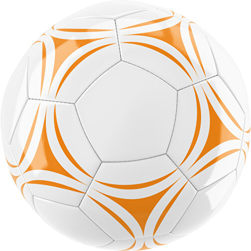 Fußball Gold 32-Panel-Promotionball - Individuell Bedruckt , weiß / gelborange, PU/PVC, 3-lagig, , Bild 1