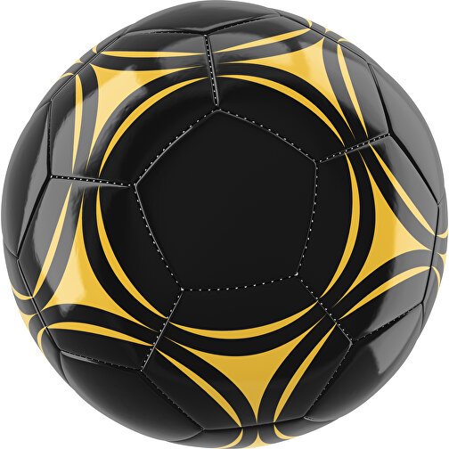 Fußball Gold 32-Panel-Promotionball - Individuell Bedruckt , schwarz / goldgelb, PU/PVC, 3-lagig, , Bild 1