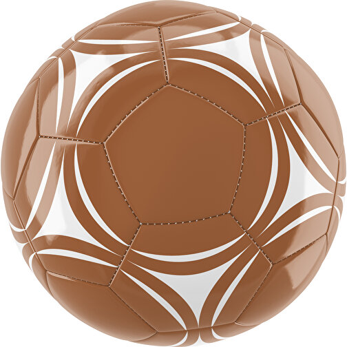 Fußball Gold 32-Panel-Promotionball - Individuell Bedruckt , braun / weiß, PU/PVC, 3-lagig, , Bild 1