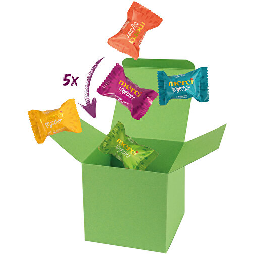 Color Box Merci Together - Hellgrün , Storck, hellgrün, Pappe, 5,50cm x 5,50cm x 5,50cm (Länge x Höhe x Breite), Bild 1