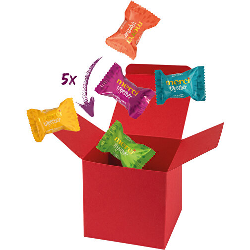 Color Box Merci Together - Rot , Storck, rot, Pappe, 5,50cm x 5,50cm x 5,50cm (Länge x Höhe x Breite), Bild 1