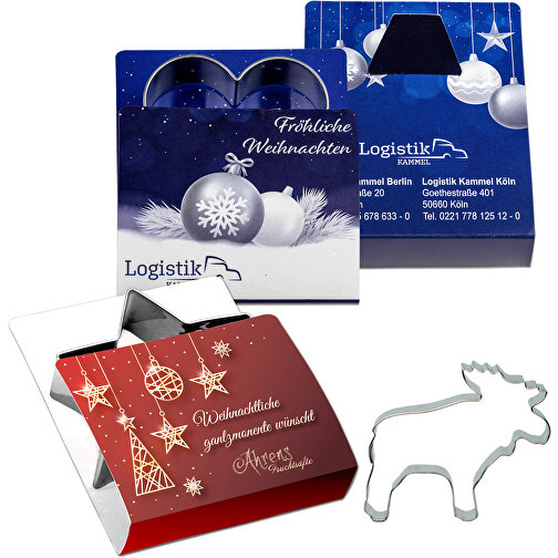 Backförmchen Single-Pack - Weihnachten - Elch 4/0-c , individuell, Papier, Edelstahl, 7,50cm x 1,50cm x 6,00cm (Länge x Höhe x Breite), Bild 1
