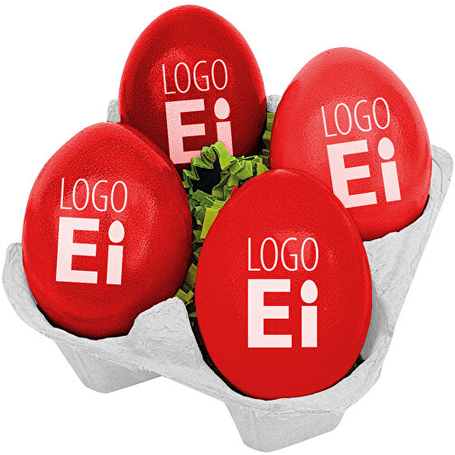 LogoEi 4er-Box - Weiß - Rot , rot, Pappe, 11,00cm x 7,00cm x 11,00cm (Länge x Höhe x Breite), Bild 1