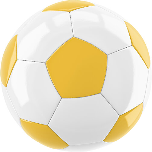 Fußball Gold 32-Panel-Promotionball - Individuell Bedruckt , weiß / goldgelb, PU/PVC, 3-lagig, , Bild 1
