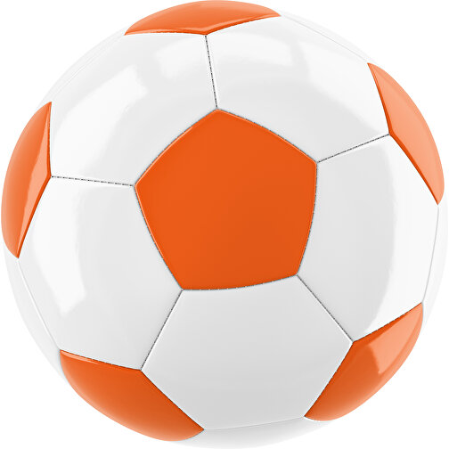 Fußball Gold 32-Panel-Promotionball - Individuell Bedruckt , weiß / orange, PU/PVC, 3-lagig, , Bild 1