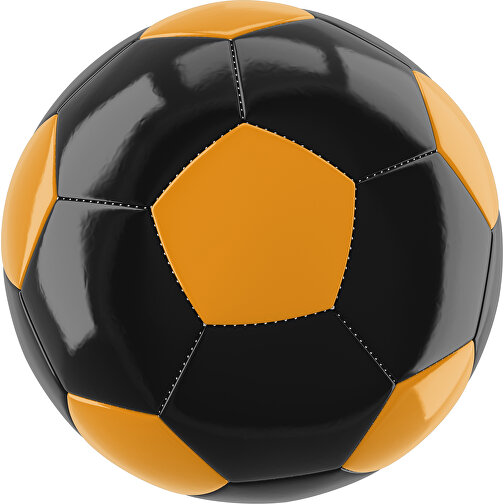 Fußball Gold 32-Panel-Promotionball - Individuell Bedruckt , schwarz / kürbisorange, PU/PVC, 3-lagig, , Bild 1