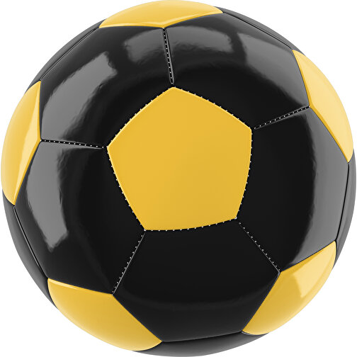 Fußball Gold 32-Panel-Promotionball - Individuell Bedruckt , schwarz / goldgelb, PU/PVC, 3-lagig, , Bild 1