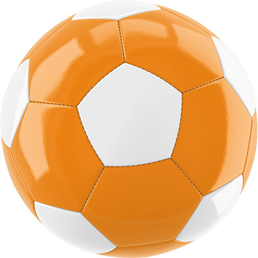 Fußball Gold 32-Panel-Promotionball - Individuell Bedruckt , gelborange / weiß, PU/PVC, 3-lagig, , Bild 1