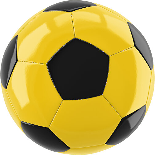 Fußball Gold 32-Panel-Promotionball - Individuell Bedruckt , sonnengelb / schwarz, PU/PVC, 3-lagig, , Bild 1