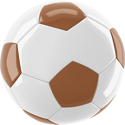 Fußball Gold 30-Panel-Promotionball - Individuell Bedruckt , weiß / braun, PU/PVC, 3-lagig, , Bild 1