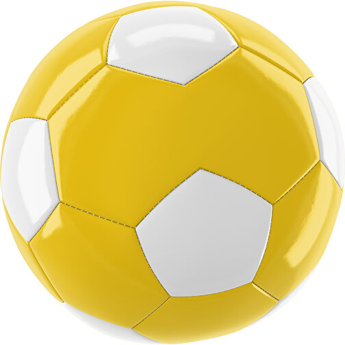 Fußball Gold 30-Panel-Promotionball - Individuell Bedruckt , sonnengelb / weiß, PU/PVC, 3-lagig, , Bild 1