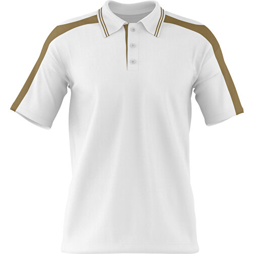 Poloshirt Individuell Gestaltbar , weiß / gold, 200gsm Poly / Cotton Pique, 3XL, 81,00cm x 66,00cm (Höhe x Breite), Bild 1