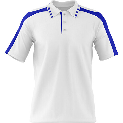 Poloshirt Individuell Gestaltbar , weiss / blau, 200gsm Poly / Cotton Pique, 3XL, 81,00cm x 66,00cm (Höhe x Breite), Bild 1