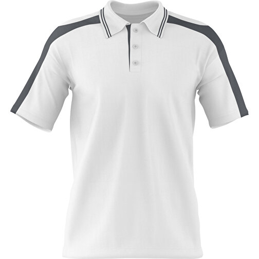 Poloshirt Individuell Gestaltbar , weiß / dunkelgrau, 200gsm Poly / Cotton Pique, 3XL, 81,00cm x 66,00cm (Höhe x Breite), Bild 1