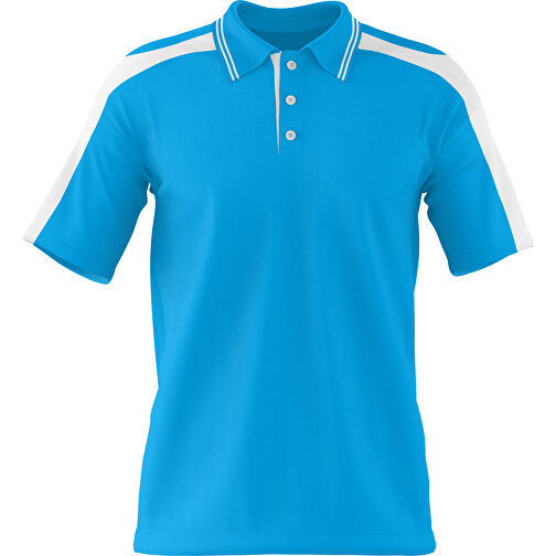 Poloshirt Individuell Gestaltbar , himmelblau / weiß, 200gsm Poly / Cotton Pique, XS, 60,00cm x 40,00cm (Höhe x Breite), Bild 1