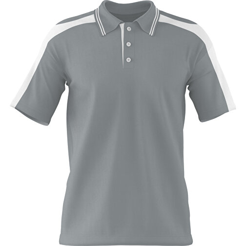 Poloshirt Individuell Gestaltbar , silber / weiss, 200gsm Poly / Cotton Pique, XL, 76,00cm x 59,00cm (Höhe x Breite), Bild 1