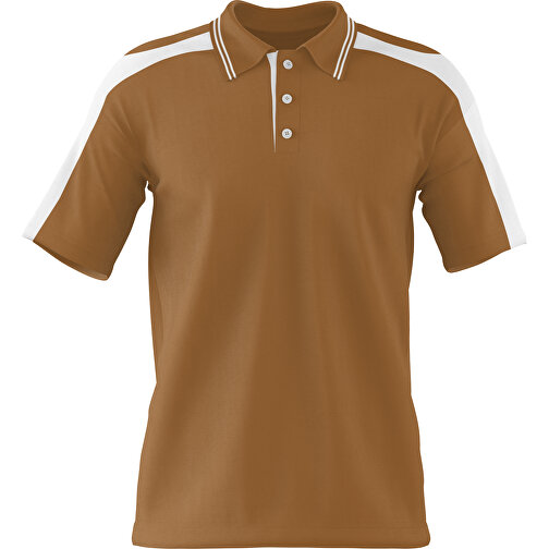 Poloshirt Individuell Gestaltbar , erdbraun / weiß, 200gsm Poly / Cotton Pique, XL, 76,00cm x 59,00cm (Höhe x Breite), Bild 1