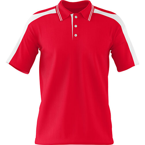 Poloshirt Individuell Gestaltbar , ampelrot / weiss, 200gsm Poly / Cotton Pique, XL, 76,00cm x 59,00cm (Höhe x Breite), Bild 1