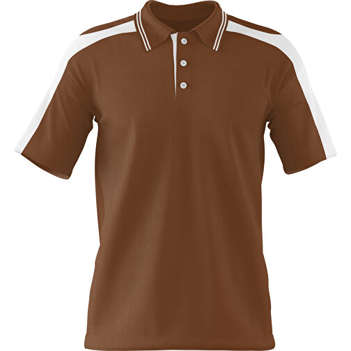Poloshirt Individuell Gestaltbar , dunkelbraun / weiß, 200gsm Poly / Cotton Pique, S, 65,00cm x 45,00cm (Höhe x Breite), Bild 1