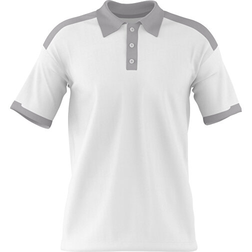 Poloshirt Individuell Gestaltbar , weiß / hellgrau, 200gsm Poly / Cotton Pique, XS, 60,00cm x 40,00cm (Höhe x Breite), Bild 1