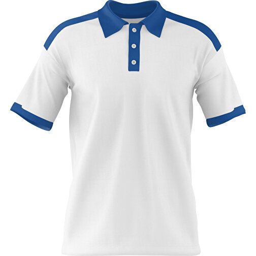 Poloshirt Individuell Gestaltbar , weiß / dunkelblau, 200gsm Poly / Cotton Pique, XS, 60,00cm x 40,00cm (Höhe x Breite), Bild 1
