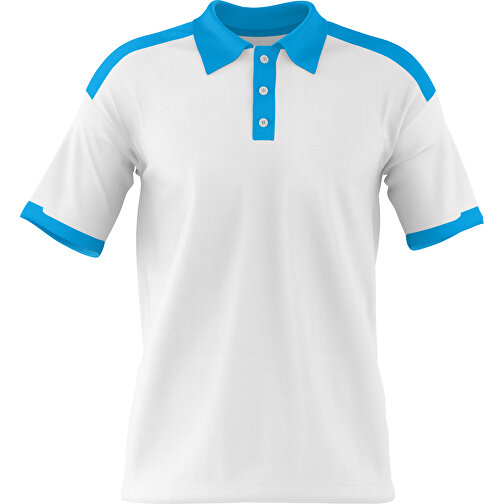 Poloshirt Individuell Gestaltbar , weiß / himmelblau, 200gsm Poly / Cotton Pique, XS, 60,00cm x 40,00cm (Höhe x Breite), Bild 1
