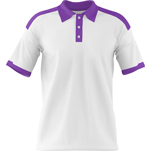 Poloshirt Individuell Gestaltbar , weiß / lavendellila, 200gsm Poly / Cotton Pique, XS, 60,00cm x 40,00cm (Höhe x Breite), Bild 1
