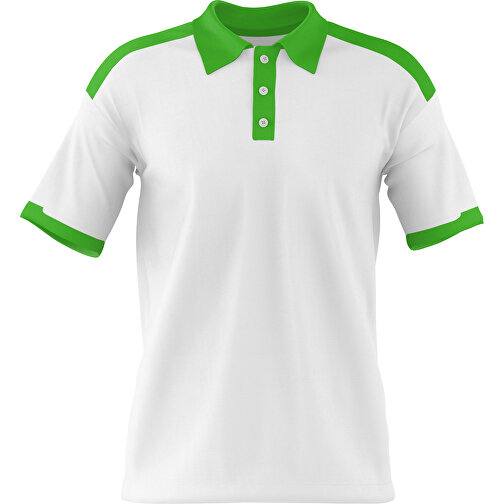 Poloshirt Individuell Gestaltbar , weiss / grasgrün, 200gsm Poly / Cotton Pique, S, 65,00cm x 45,00cm (Höhe x Breite), Bild 1