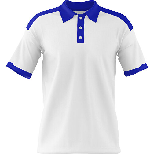 Poloshirt Individuell Gestaltbar , weiß / blau, 200gsm Poly / Cotton Pique, M, 70,00cm x 49,00cm (Höhe x Breite), Bild 1