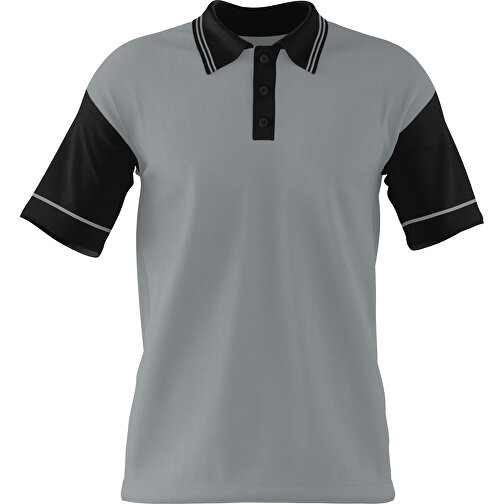 Poloshirt Individuell Gestaltbar , silber / schwarz, 200gsm Poly / Cotton Pique, XS, 60,00cm x 40,00cm (Höhe x Breite), Bild 1